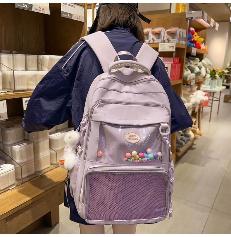 痛バッグ メッシュポケット付き クリアデコリュック