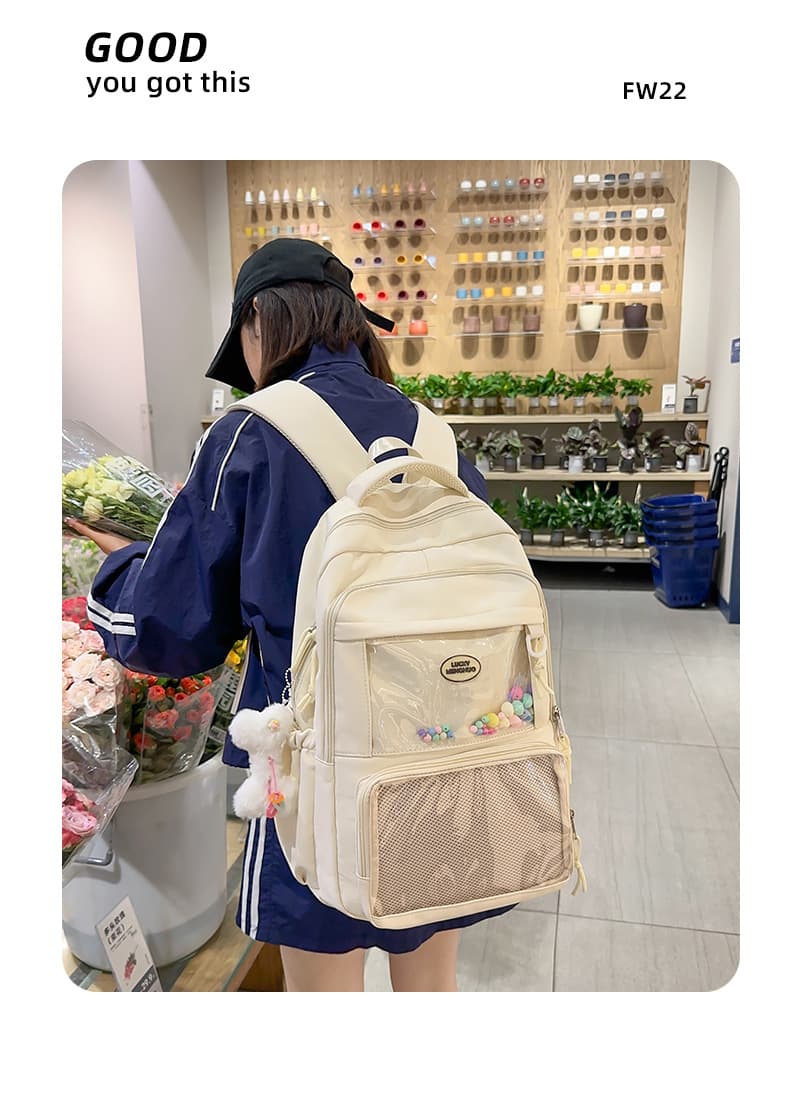 痛バッグ メッシュポケット付き クリアデコリュック