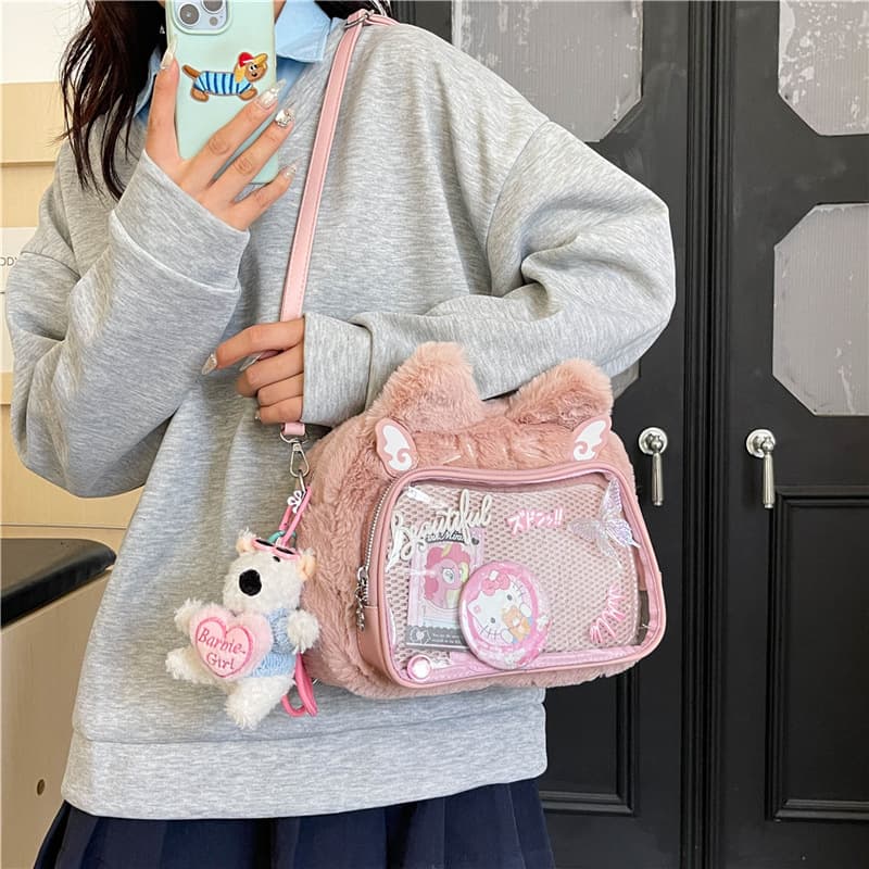 ふわもこ耳付きキャラクター痛バッグショルダー