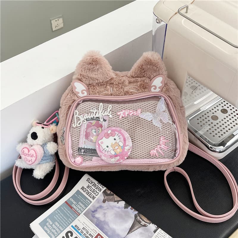 ふわもこ耳付きキャラクター痛バッグショルダー