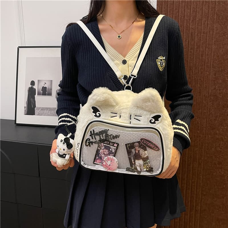 ふわもこ耳付きキャラクター痛バッグショルダー
