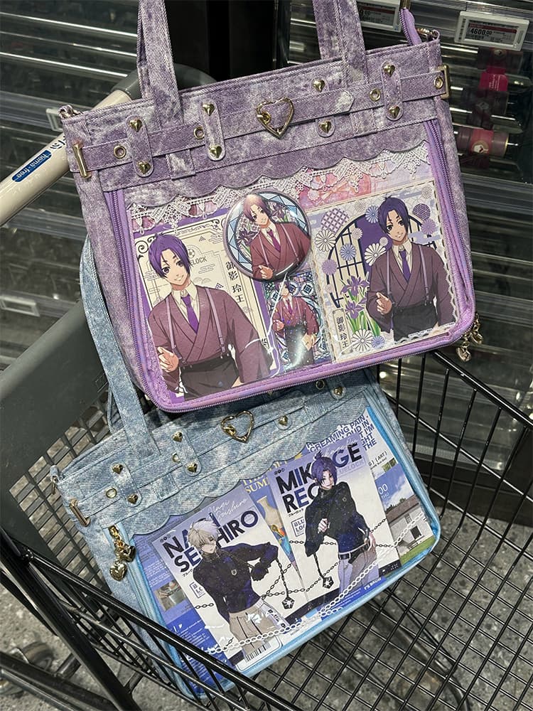 痛バッグ アニメキャラクター レザー調トートバッグ