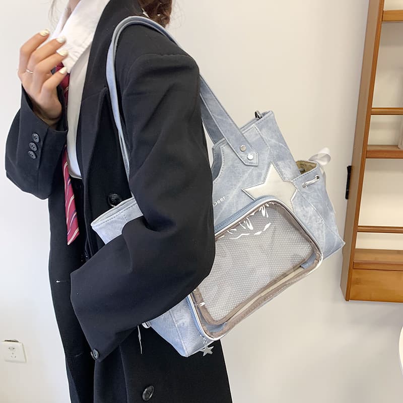 痛バッグ 透明ポケット付き きせかえ トートバッグ