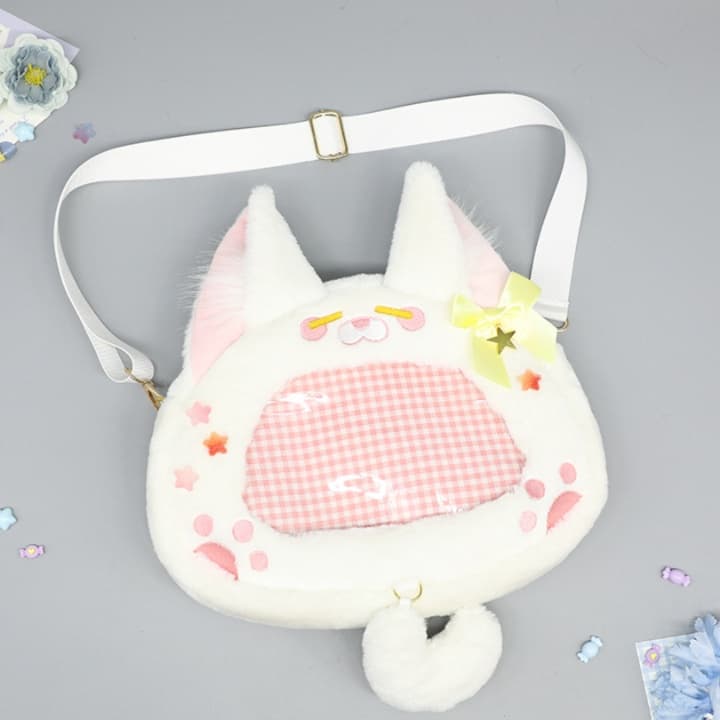 痛バッグ モコモコ猫耳ぬいぐるみショルダー
