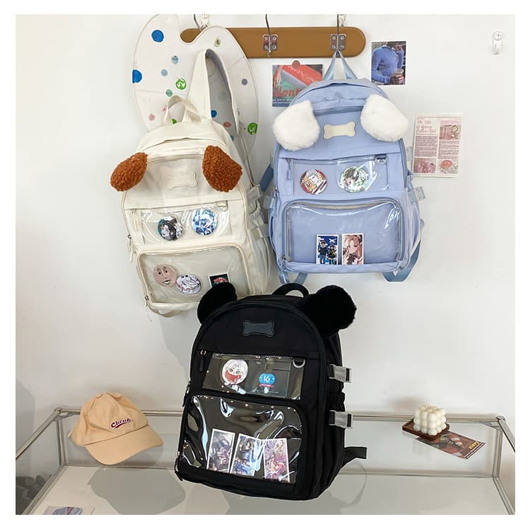 痛バッグ ぬいぐるみ付き透明ポケットリュック