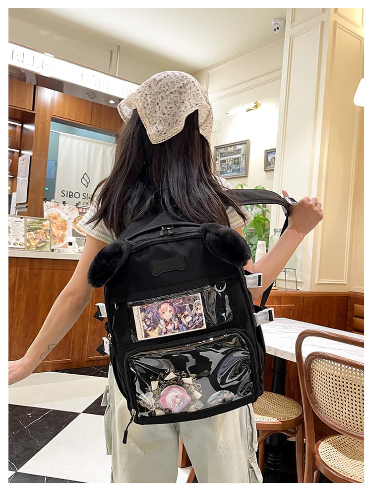 痛バッグ ぬいぐるみ付き透明ポケットリュック