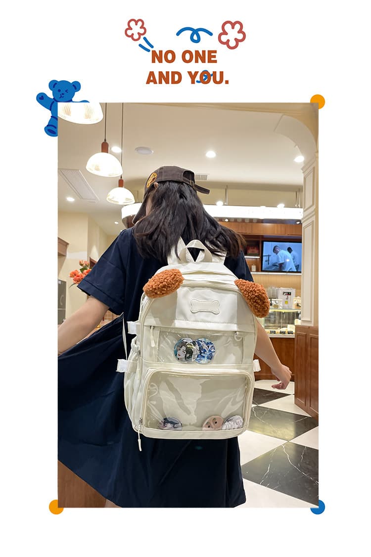 痛バッグ ぬいぐるみ付き透明ポケットリュック