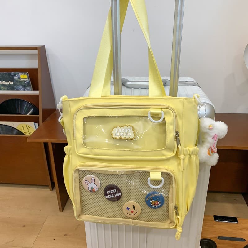 痛バッグ メッシュポケット付きワッペン痛トートバッグ