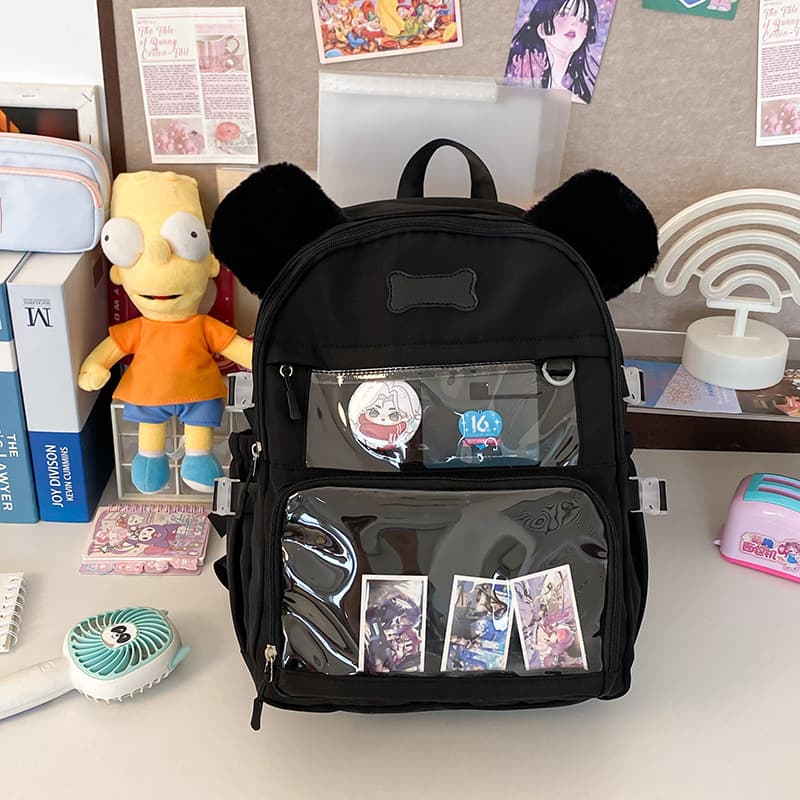 痛バッグ ぬいぐるみ付き透明ポケットリュック