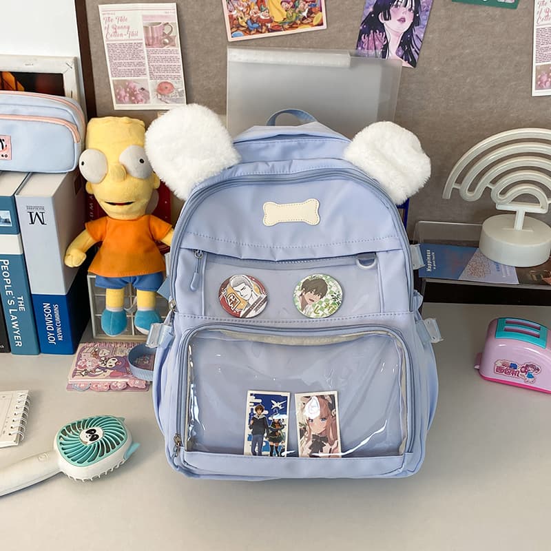 痛バッグ ぬいぐるみ付き透明ポケットリュック