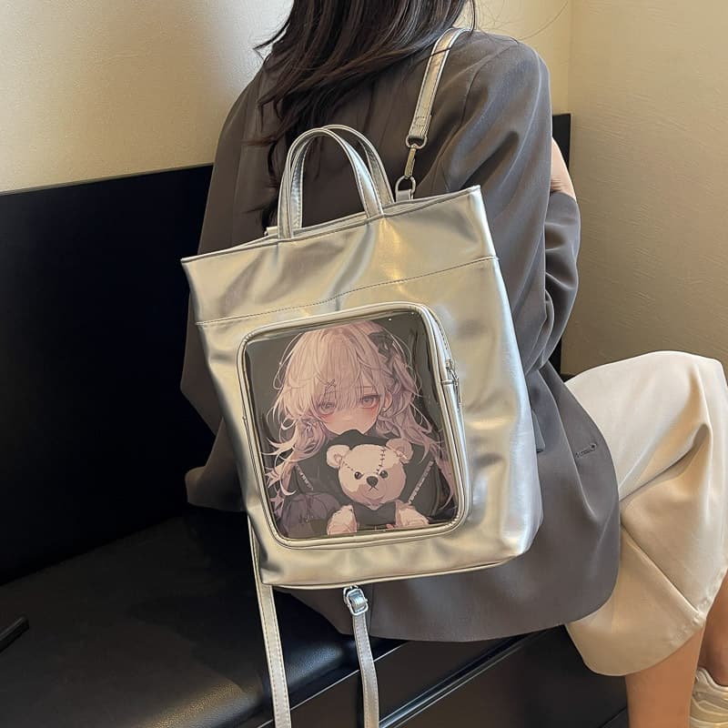 痛バッグ イラスト透明窓付きキャリートート